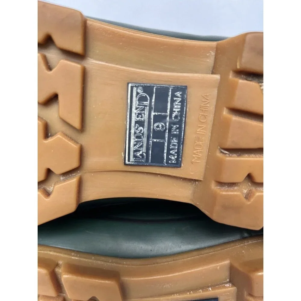 Lands End Mens 7 Womens 9‎ Boots Tan Green Duck Thinsulate Waterproof EUC